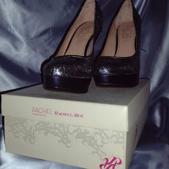Rachel Roy Pewter Glitter High Heels - Picture 5 of 6
